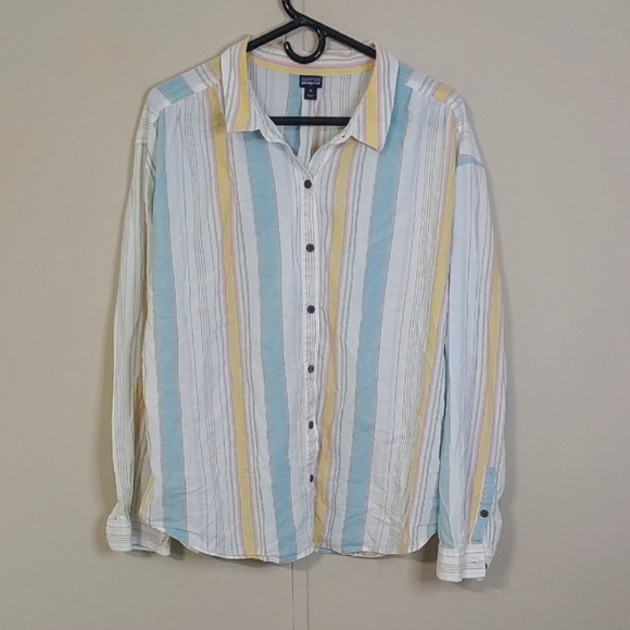 Patagonia Tops - Patagonia Striped Long Sleeve Button Up Shirt Women's Size XL
